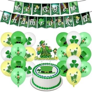 St Patricks Day Decorations Kit Includes Banner, Cake Topper and 20PCS Balloons